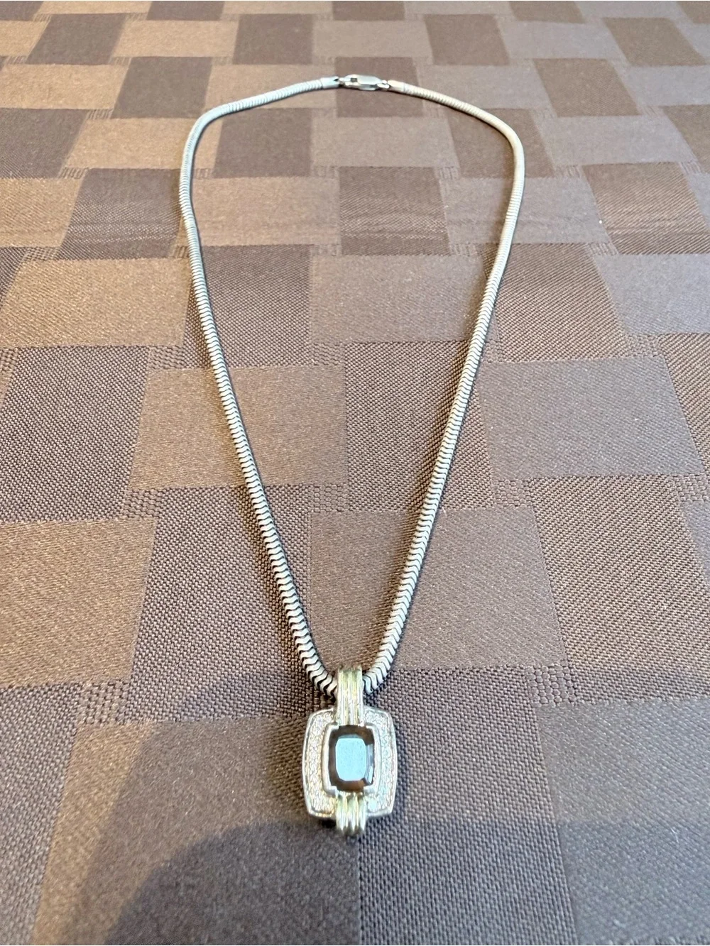 LAGOS Caviar Diamond & Smoky. Topaz 18K & Sterling Silver Pendant Necklace - 16